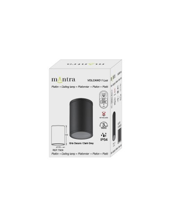 VOLCANO * FOCO SUPERFICIE IP54 1L*E27  GRIS OSCURO